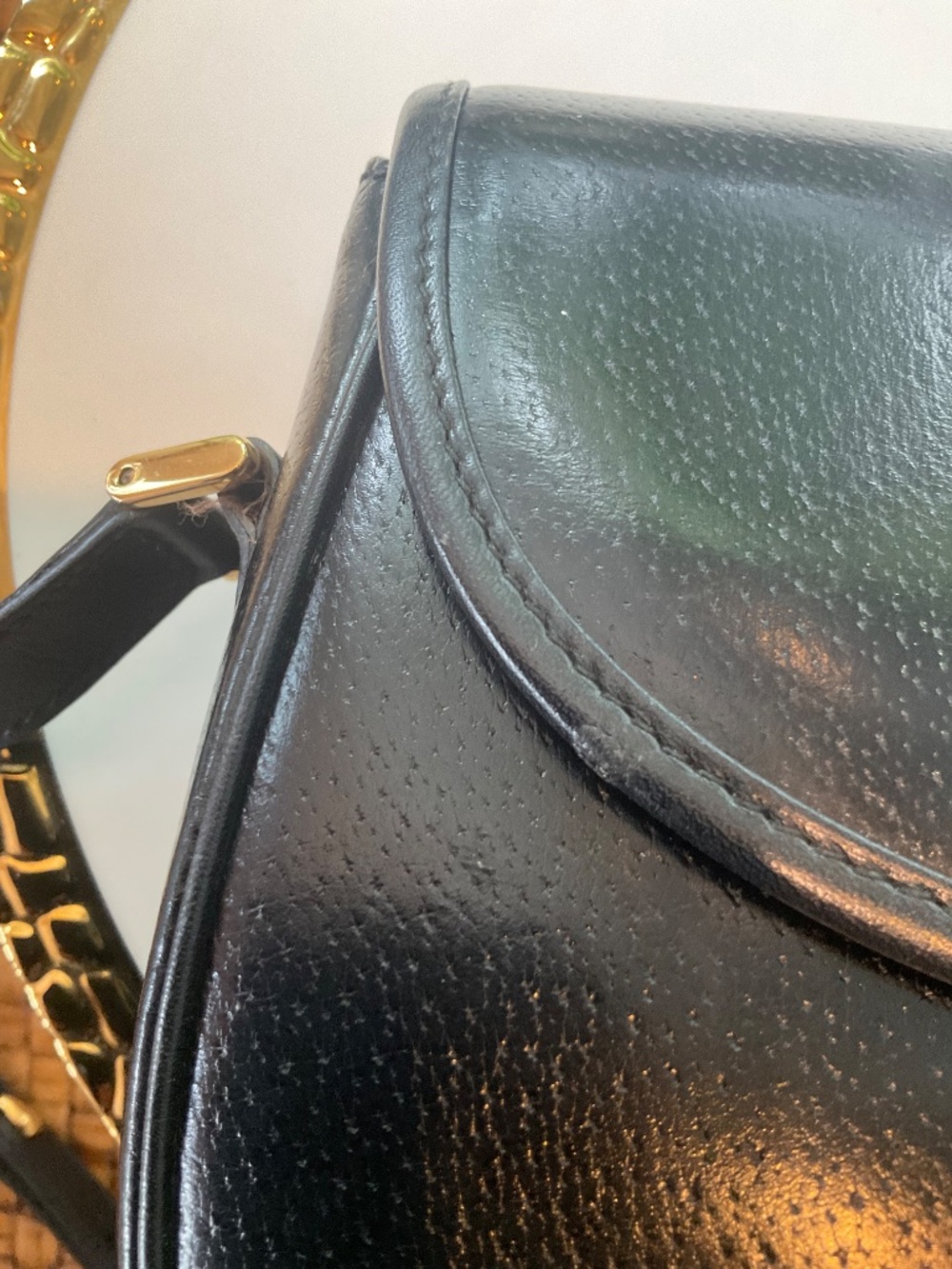 GUCCI VTG Authentic Black Coated Pebbled Crossbody Bag - Picture 9 of 9